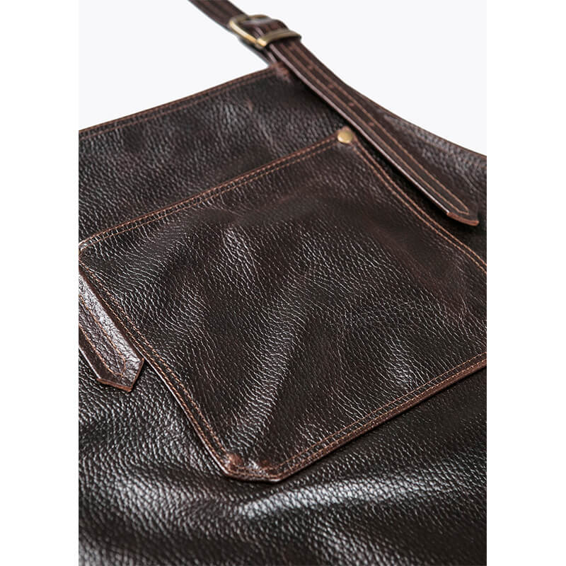 FANCY GENTS 希臘 全真皮 設計款圍裙 後交叉 淺咖啡棕色 NO.2- Chicago Leather Apron