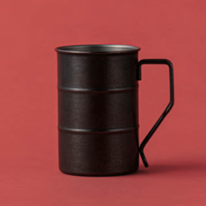 日本AOYOSHI 青芳製作所 400ml Drum mug 造型金屬酒杯-復古黑(067037)