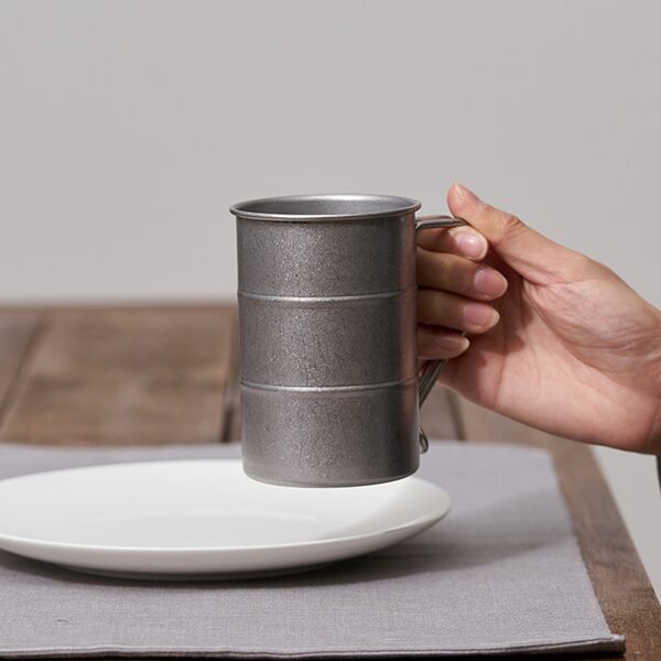 日本AOYOSHI 青芳製作所 400ml Drum mug 造型金屬酒杯-復古銀(510465)