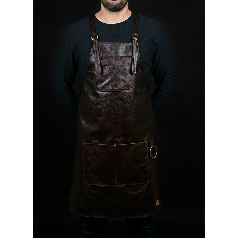 FANCY GENTS 希臘 全真皮 設計款圍裙 後交叉 淺咖啡棕色 NO.2- Chicago Leather Apron