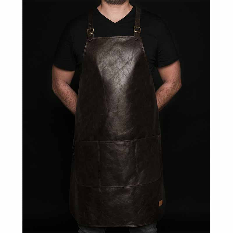 FANCY GENTS 希臘 全真皮 設計款圍裙 後交叉 深咖啡 NO.13- War Horse Leather Apron