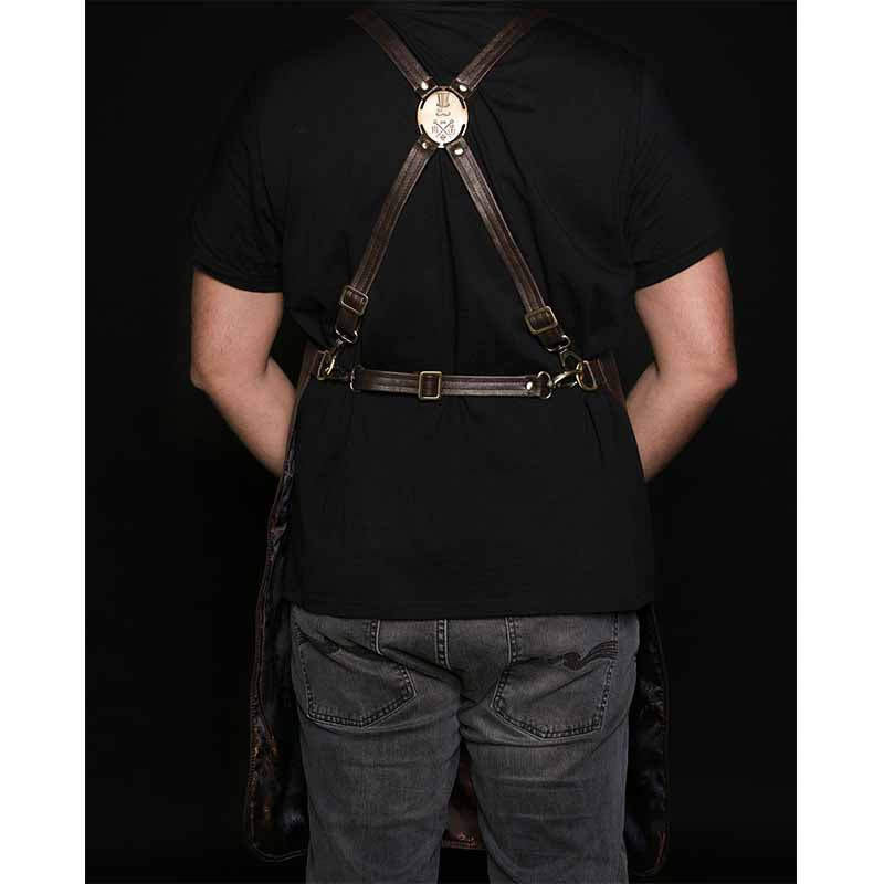 FANCY GENTS 希臘 全真皮 設計款圍裙 後交叉 深咖啡 NO.13- War Horse Leather Apron