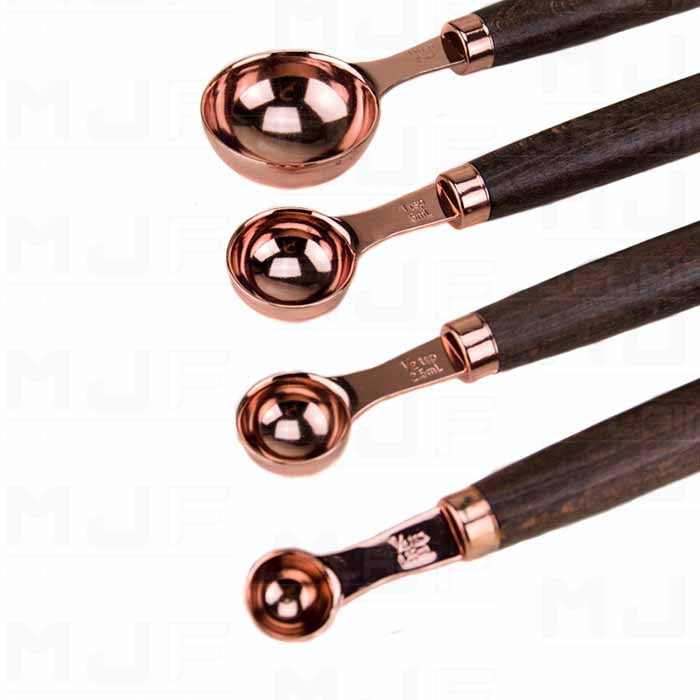 MJF 4件式 不銹鋼鍍銅 木手柄 量匙
