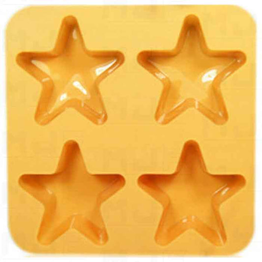 MJF 食品級 軟 矽膠冰塊模具 -五角星(橘色/4顆)