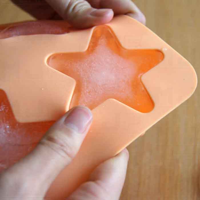 MJF 食品級 軟 矽膠冰塊模具 -五角星(橘色/4顆)