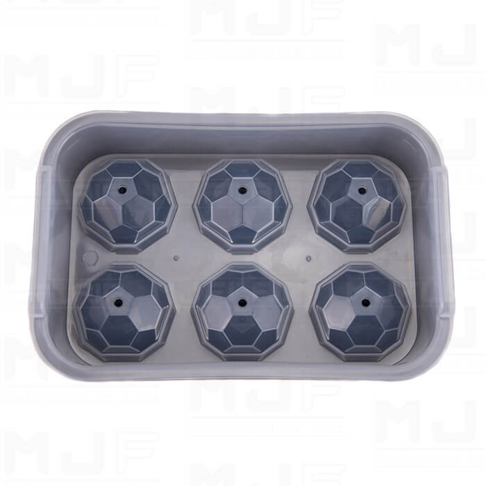 MJF 食品級塑膠冰球模具 -六球/多角型(球體淺綠/模具白色)