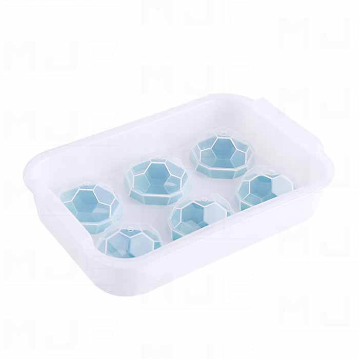 MJF 食品級塑膠冰球模具 -六球/多角型(球體淺綠/模具白色)